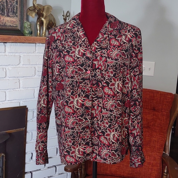 Donnkenny Tops Donnkenny Floral Button Down Blouse Donn Kenny